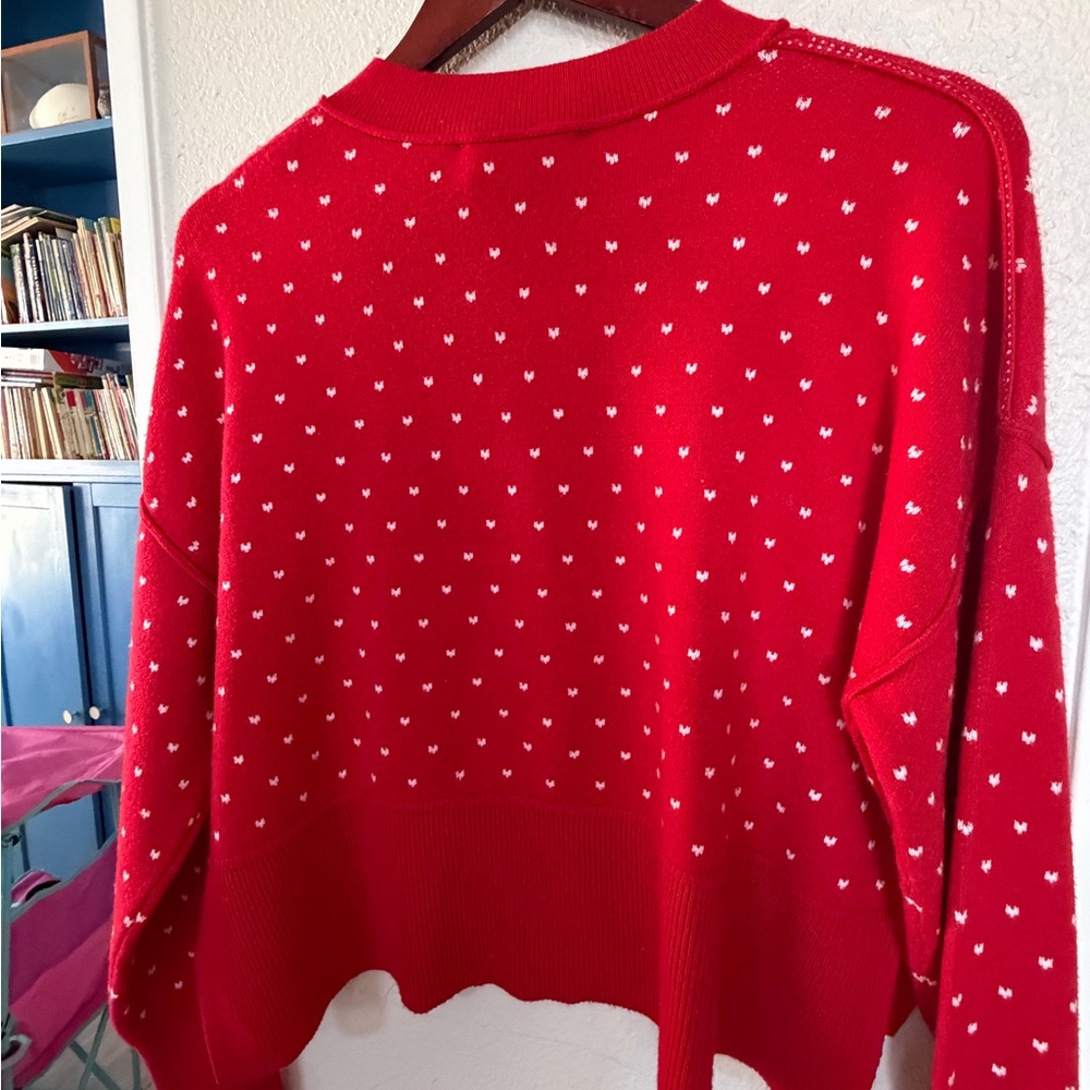 Pink Rose Red Heart Pattern Sweater - Picture 5 of 6
